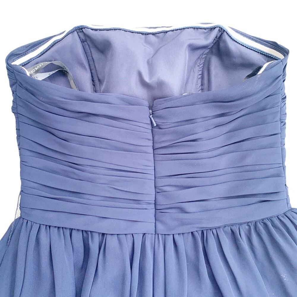 Bill Levkoff Chiffon Short Strapless Dress Sweetheart Neckline Navy 6 Bridesmaid - Picture 10 of 12